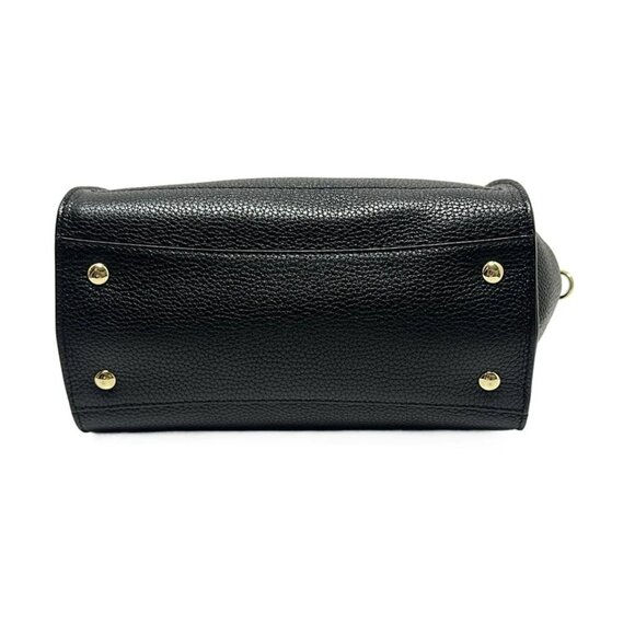 Salvatore Ferragamo Amy - Black Bronze Leather Handbag 425-072325 - Picture 4 of 9